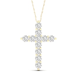 ​​​​​​​​​​​​​​10K Solid Gold 1 CT. T.W. Lab-Created Diamond Cross Necklace - 16&quot; + 2&quot;