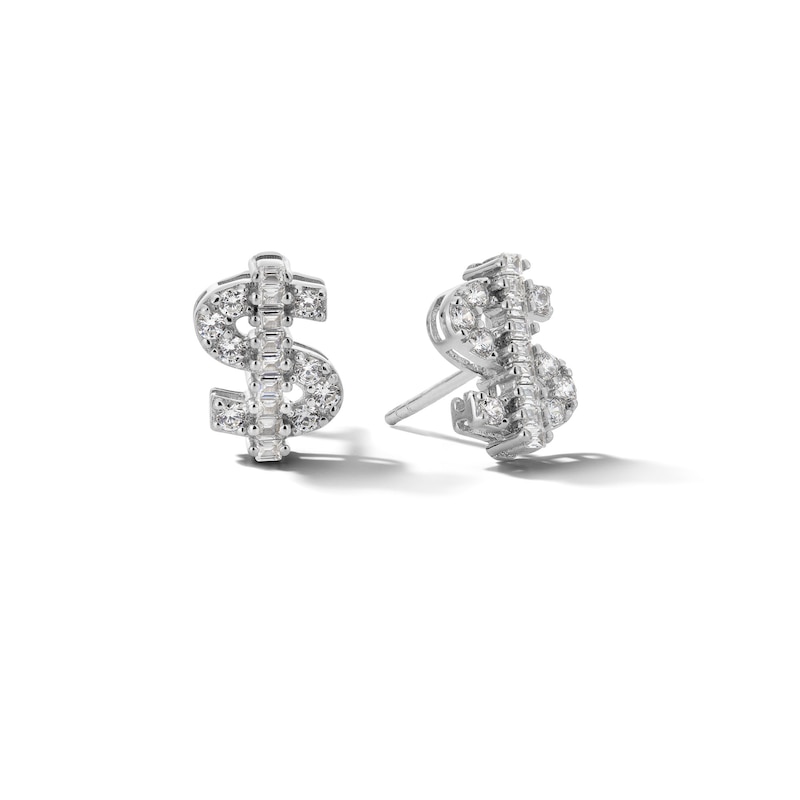 Main Image 1 of ​​​​​​​Sterling Silver CZ Dollar Sign Studs