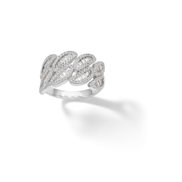 Sterling Silver CZ Baguette Wave Ring - Size 10