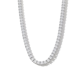 Sterling Silver CZ Princess-Cut Necklace