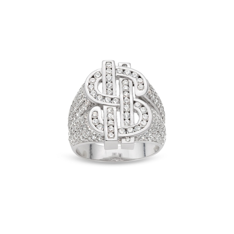 Sterling Silver CZ Bold Dollar Sign Ring - Size 10