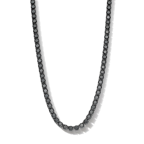 Sterling Silver Black CZ Gunmetal Necklace
