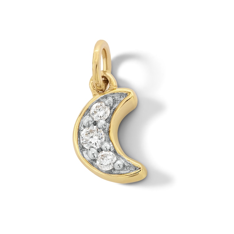 10K Solid Gold Lab-Created Diamond Accent Moon Charm