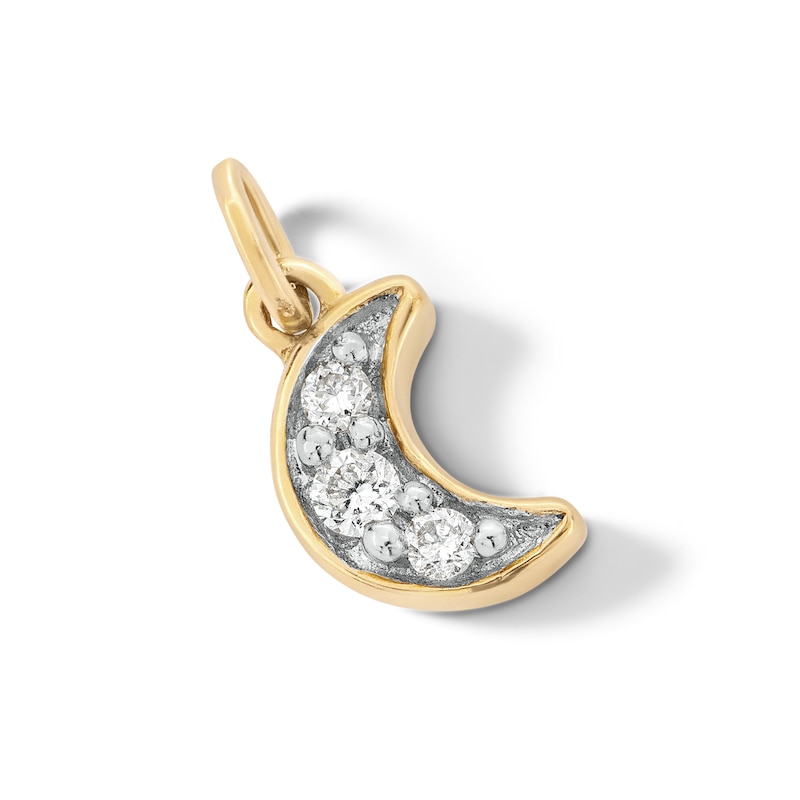 10K Solid Gold Lab-Created Diamond Accent Moon Charm