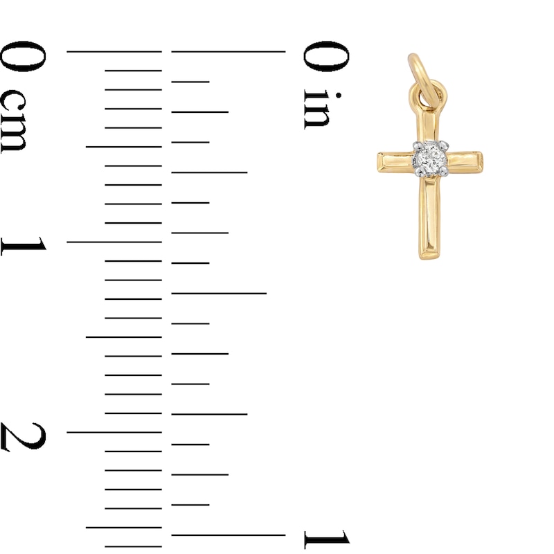 10K Solid Gold Lab-Created Diamond Accent Cross Charm