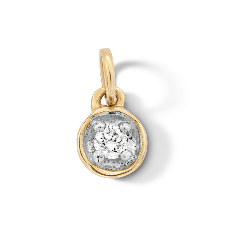 10K Solid Gold Lab-Created Diamond Accent Round Charm