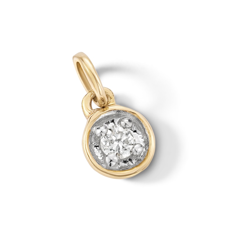 Main Image 3 of 10K Solid Gold Lab-Created Diamond Accent Round Charm