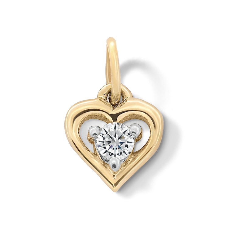 10K Solid Gold Lab-Created Diamond Accent Heart Charm