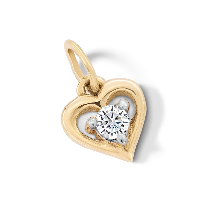 Main Image 3 of 10K Solid Gold Lab-Created Diamond Accent Heart Charm