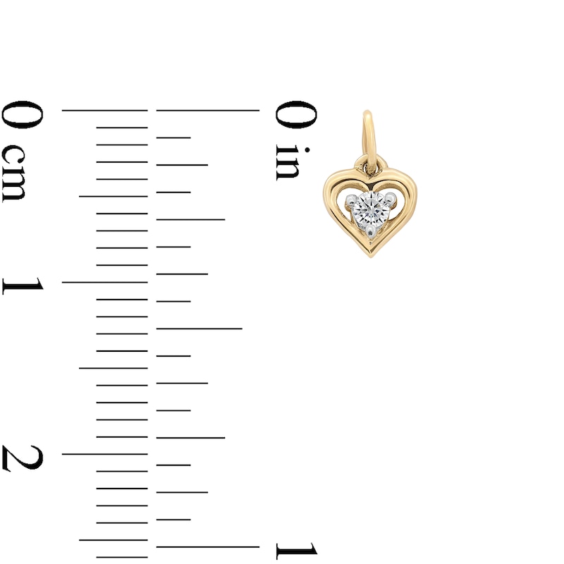 10K Solid Gold Lab-Created Diamond Accent Heart Charm