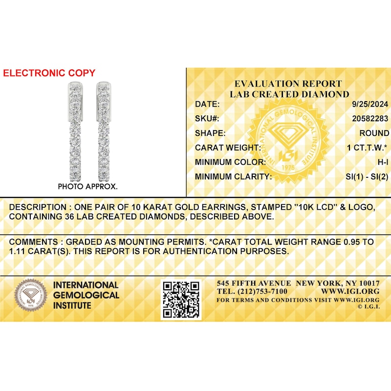 Main Image 2 of ​​​​​​​​​​​​​​10K Solid White Gold 1 CT. T.W. Lab-Created Diamond Small Inside Out Hoops