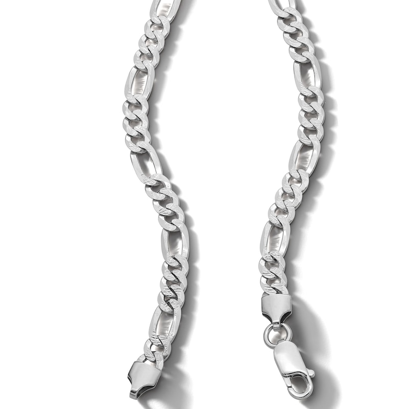 Main Image 3 of ​​​​​​​Sterling Silver Diamond Cut Figaro Chain Made in Italy - 22&quot;