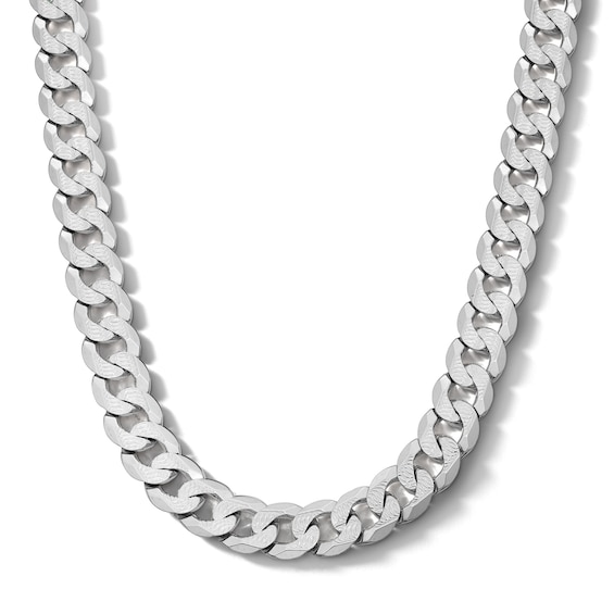 Sterling Silver Diamond Cut Flat Curb Chain Made in Italy - 22"