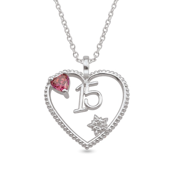 QuinceaÃ±era Two Stone Heart Pendant Necklace