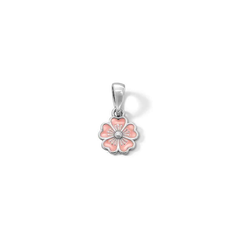 Main Image 1 of Sterling Silver Pink Epoxy Flower Necklace Charm