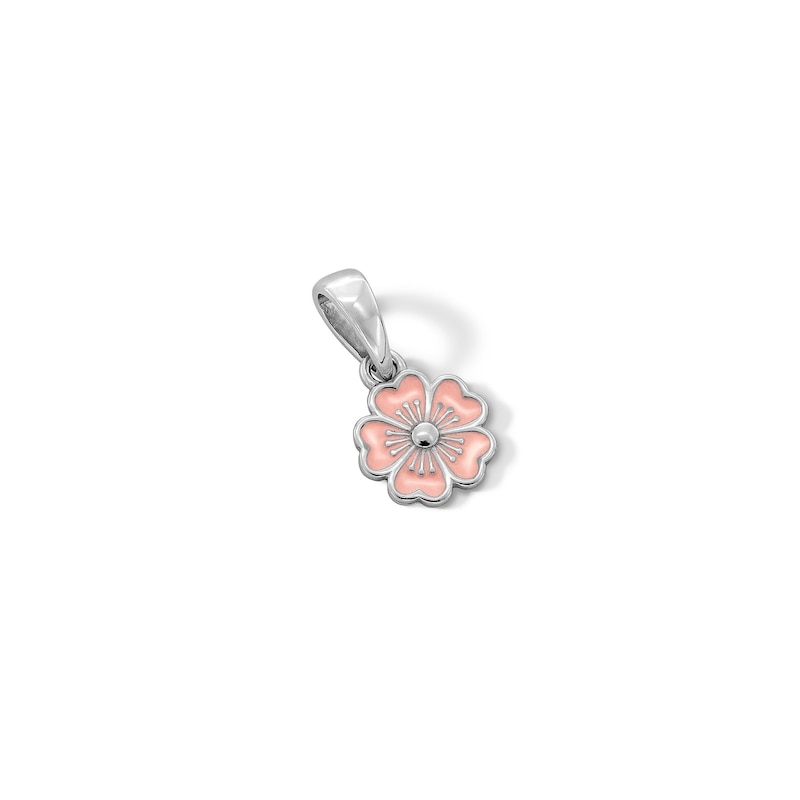 Main Image 3 of Sterling Silver Pink Epoxy Flower Necklace Charm