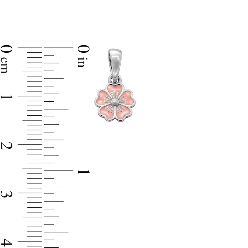 Main Image 4 of Sterling Silver Pink Epoxy Flower Necklace Charm