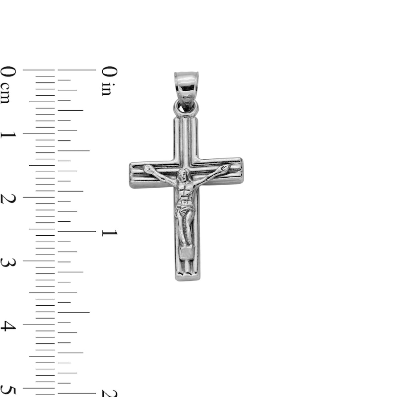 14K Hollow White Gold Crucifix Necklace Charm