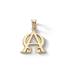 10K Solid Gold Alpha Omega Necklace Charm