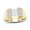 Thumbnail Image 1 of ​​​​​​​​​​​​​​10K Solid Gold 1/2 CT. T.W. Lab-Created Diamond Rounded Three Row Ring