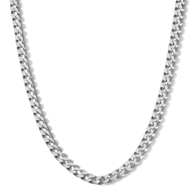 Main Image 1 of ​​​​​​​Sterling Silver Diamond Cut Square Curb Chain Made in Italy - 22&quot;