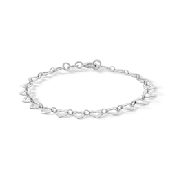 ​​​​​​​Child's Sterling Silver Diamond-Cut Heart Chain Bracelet Made in Italy - 6&quot;