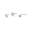 Thumbnail Image 0 of 14K Solid White Gold CZ Three Piece Nose Stud Set - 24G 1/4"