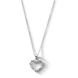 Sterling Silver CZ Baguette Heart Pendant Necklace - 18&quot;