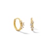 Thumbnail Image 0 of 10K Solid Gold CZ Tri-Stone Huggie Hoops