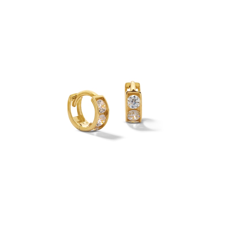 ​​​​​​​10K Solid Gold CZ Huggie Hoops