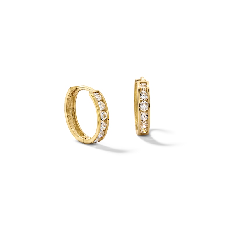 ​​​​​​​10K Solid Gold CZ Huggie Hoops