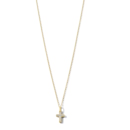 14K Gold Plated 1/10 CT. T.W. Diamond Cross Pendant Necklace