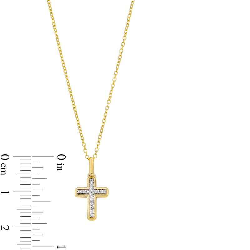 Main Image 4 of 14K Gold Plated 1/10 CT. T.W. Diamond Cross Pendant Necklace