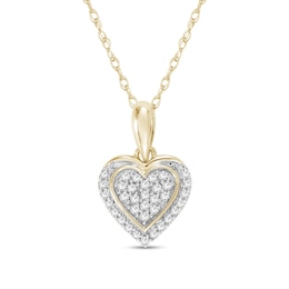 10K Solid Gold 1/10 CT. T.W. Diamond Heart Pendant Necklace - 18&quot;
