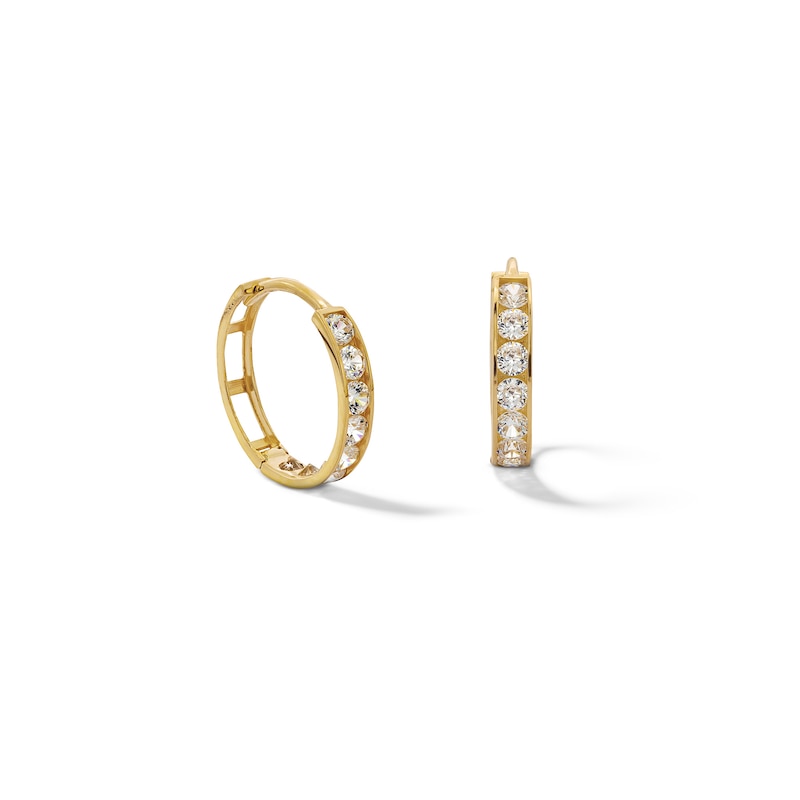 Main Image 1 of ​​​​​​​14K Solid Gold CZ Huggie Hoops