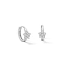 Thumbnail Image 0 of 10K Solid White Gold CZ Star Huggie Hoops