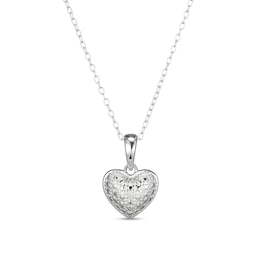 Sterling Silver Diamond Accent Small Heart Pendant Necklace - 18&quot;