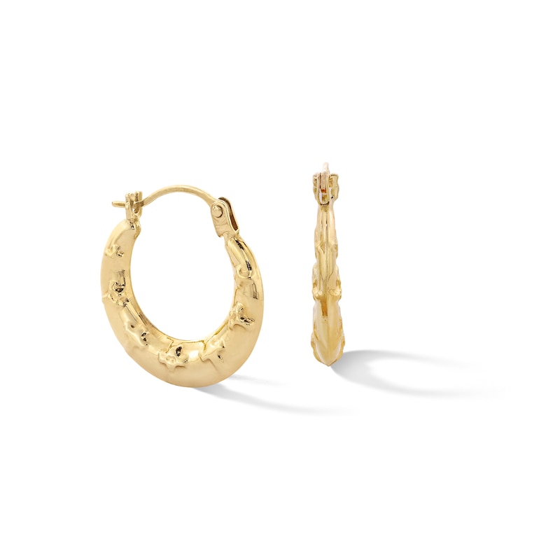 10K Hollow Gold Polished Cross Hoops