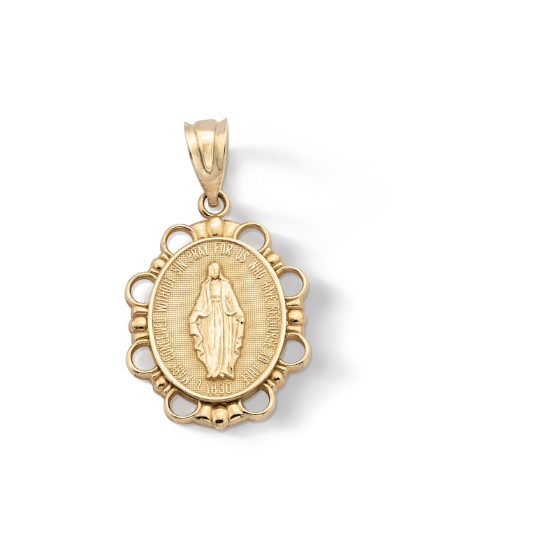 Main Image 1 of 14K Solid Gold Virgin Mary Medallion Necklace Charm