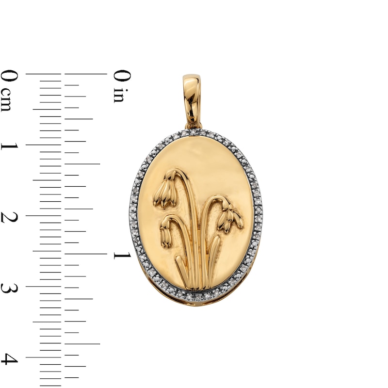 14K Gold Plated 1/20 CT. T.W. Diamond Snowdrop Necklace Charm