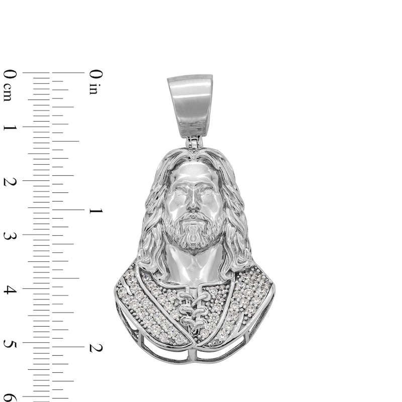 Main Image 4 of Sterling Silver CZ Jesus Necklace Charm