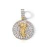 Thumbnail Image 1 of 10K Plated Gold CZ Jesus Medallion Two-Tone Necklace Charm