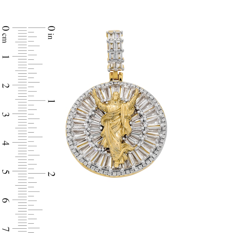 Main Image 4 of 10K Plated Gold CZ Jesus Medallion Two-Tone Necklace Charm