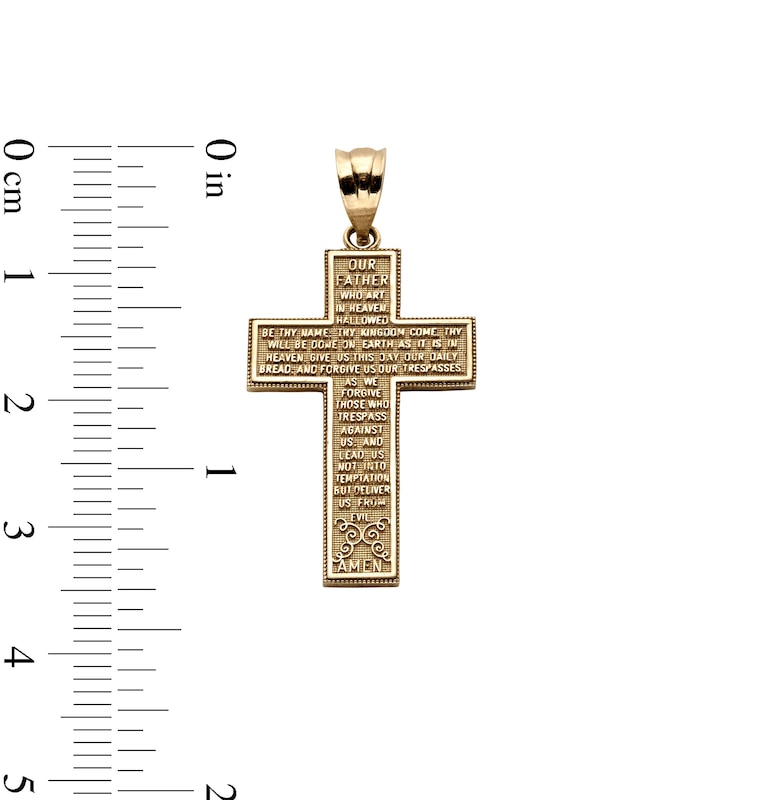 Main Image 4 of 14K Solid Gold Padre Nuestro Cross Necklace Charm