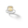 Thumbnail Image 0 of Sterling Silver CZ Yellow Emerald-Cut Halo Ring - Size 8