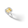 Thumbnail Image 2 of Sterling Silver CZ Yellow Emerald-Cut Halo Ring - Size 8