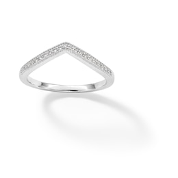 Sterling Silver CZ Round Chevron Ring - Size 6
