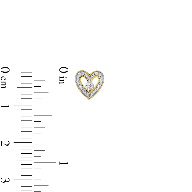 Main Image 3 of 14K Plated Gold Diamond Accent Heart Studs