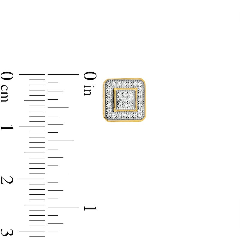 Main Image 3 of 10K Solid Gold 1/5 CT. T.W. Diamond Square Round Edged Studs