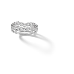 Sterling Silver CZ Double Chevron Ring - Size 7
